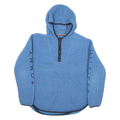 TOMMY HILFIGER Mens Blue Pullover Patterned Half Zip Chunky Knit Jumper M Hooded