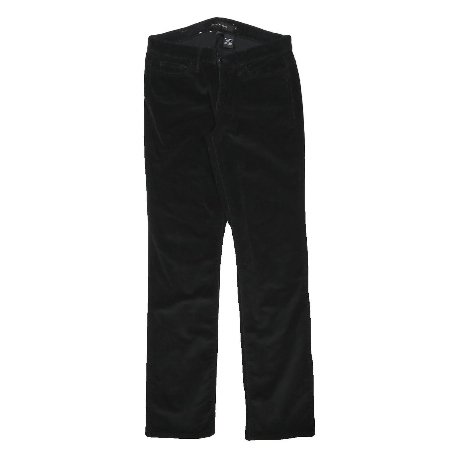 CALVIN KLEIN JEANS Womens Cotton Blend Black Regular Straight Trousers W27 L29