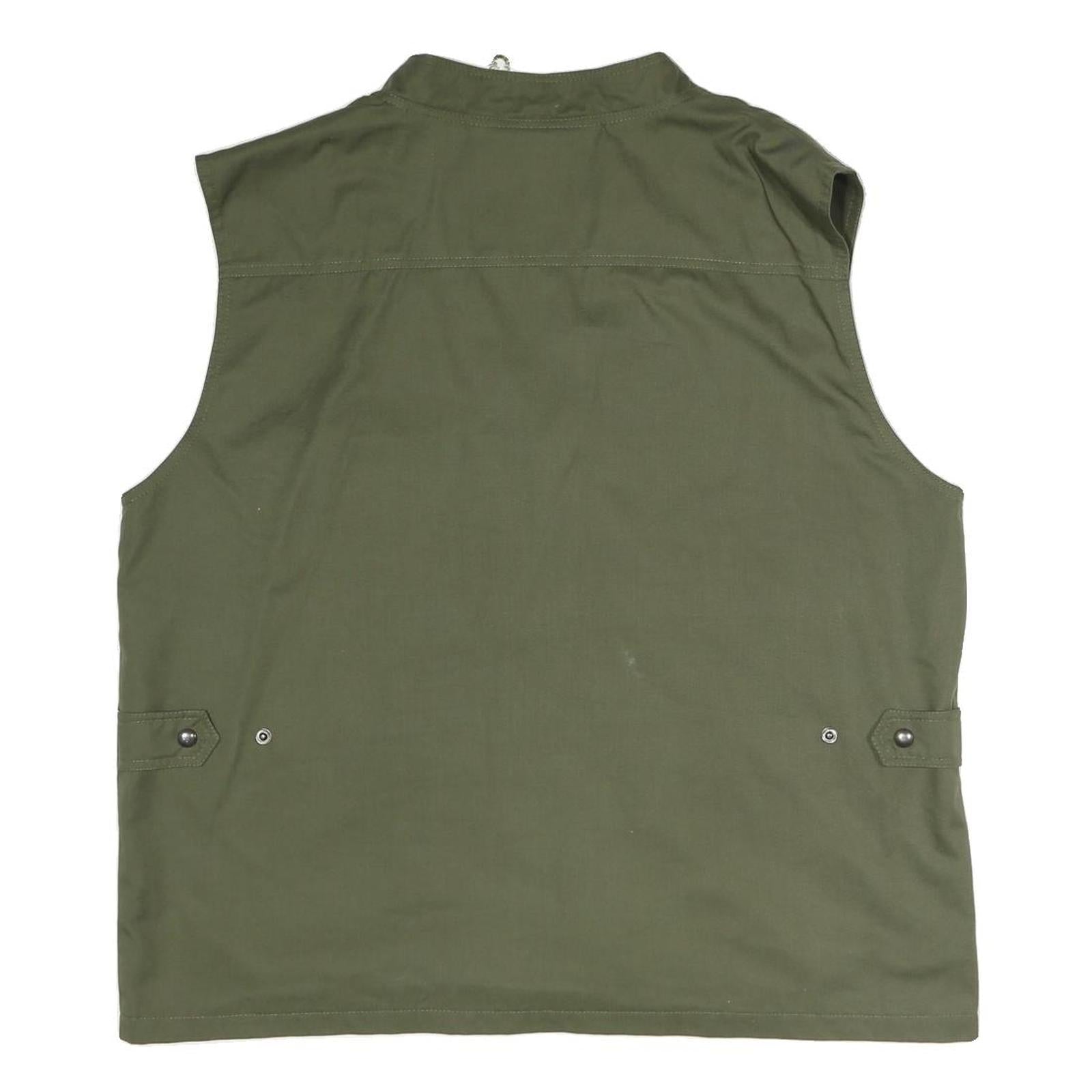 BANNER Mens Green Utility Vest Jacket XL Polyester Blend Plain Zip Pockets