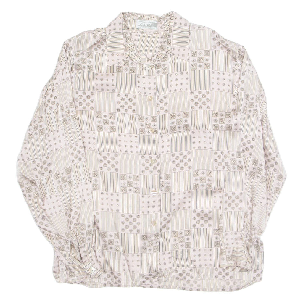 Womens Printed Shirt Pink Collared Long Sleeve Silk Floral L
