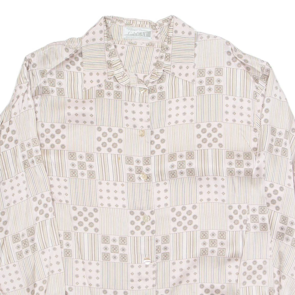 Womens Printed Shirt Pink Collared Long Sleeve Silk Floral L