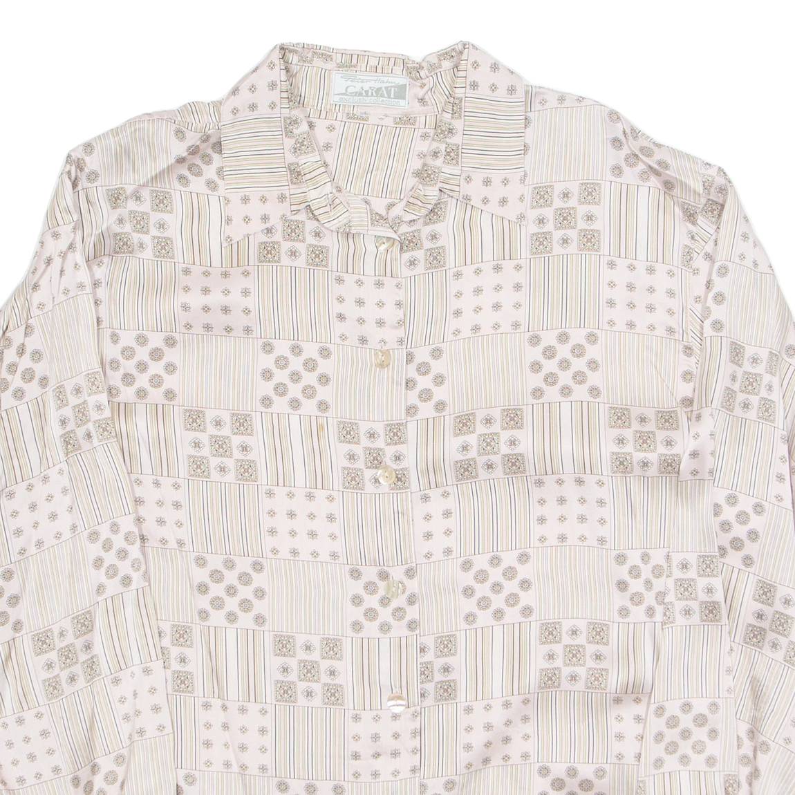 Womens Printed Shirt Pink Collared Long Sleeve Silk Floral L