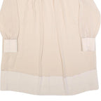 REISS Womens Beige & Cream Day Dress Polyester Blend Long Sleeve Midi UK 14
