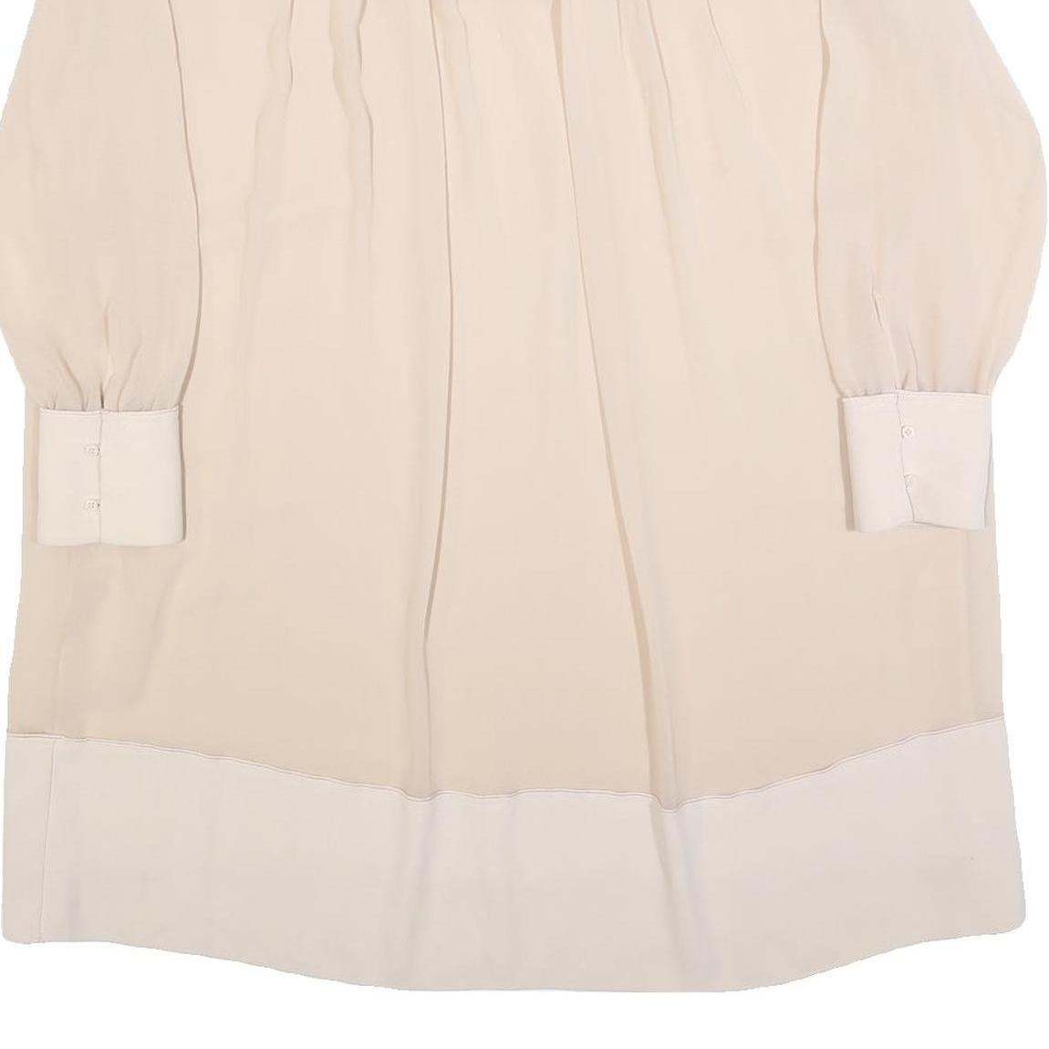 REISS Womens Beige & Cream Day Dress Polyester Blend Long Sleeve Midi UK 14