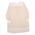 REISS Womens Beige & Cream Day Dress Polyester Blend Long Sleeve Midi UK 14