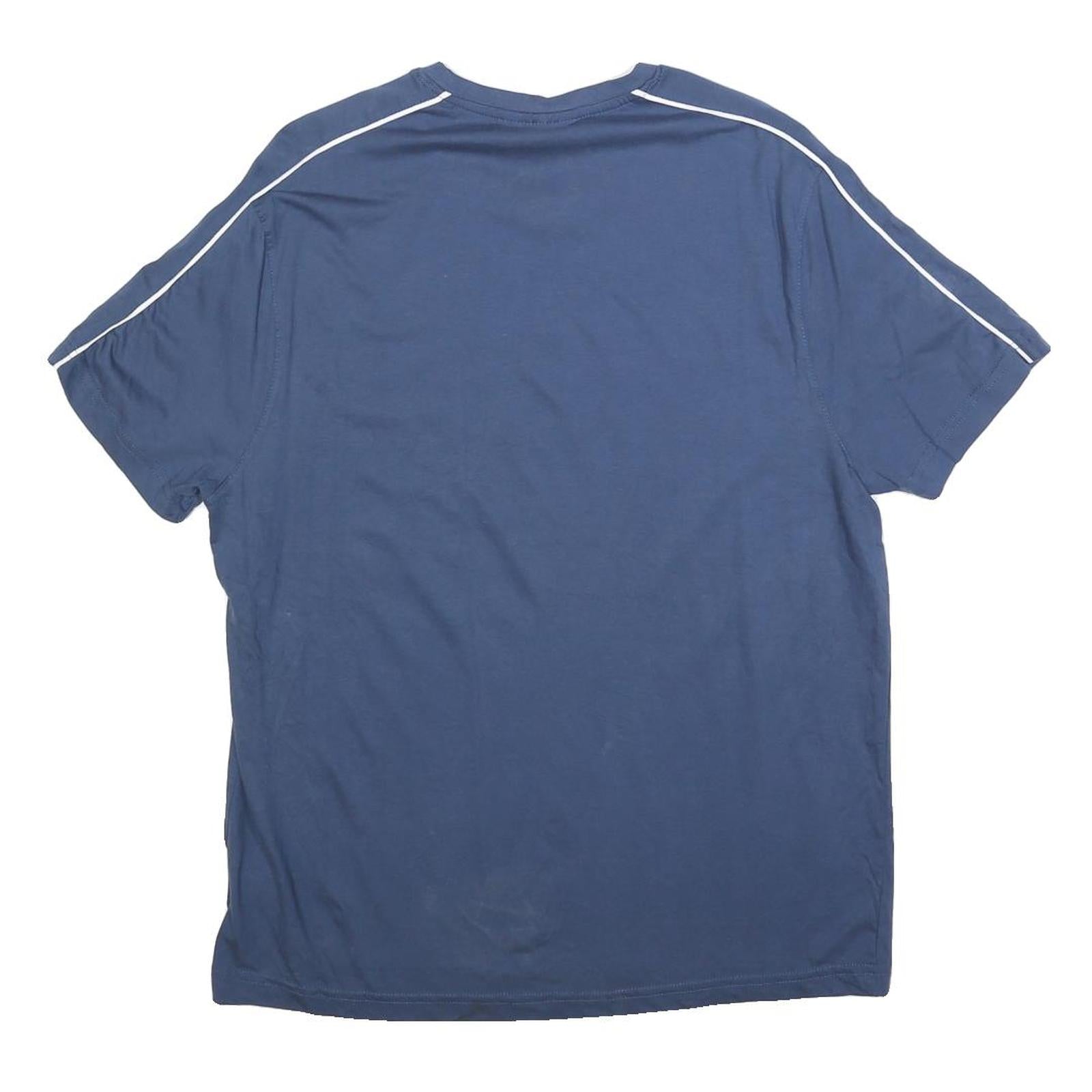 MICHAEL KORS Mens Blue & White Modern T-Shirt L Short Sleeve Crew Neck Piping