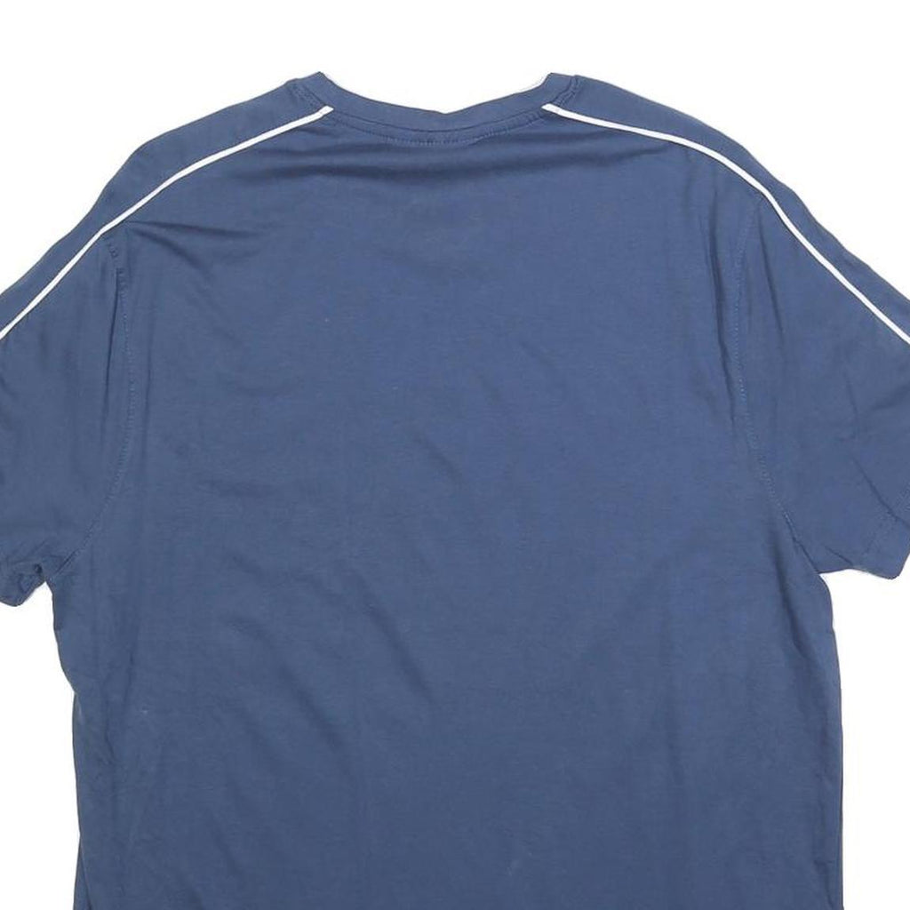 MICHAEL KORS Mens Blue & White Modern T-Shirt L Short Sleeve Crew Neck Piping