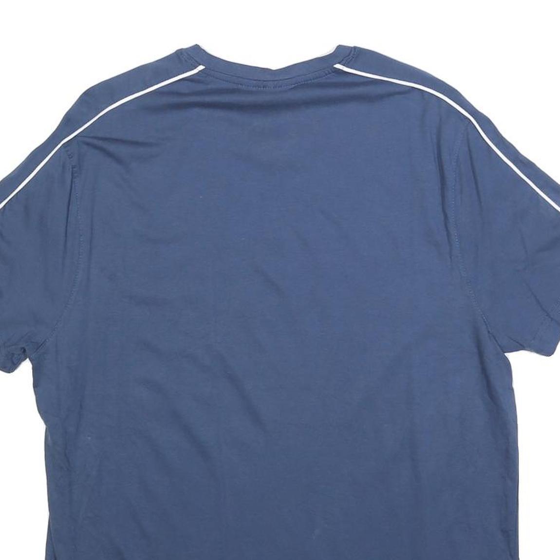 MICHAEL KORS Mens Blue & White Modern T-Shirt L Short Sleeve Crew Neck Piping