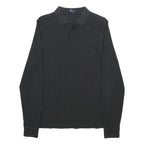 FRED PERRY Mens Black Long Sleeve Plain S Polo Shirt Cotton Blend Casual