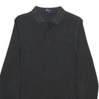 FRED PERRY Mens Black Long Sleeve Plain S Polo Shirt Cotton Blend Casual