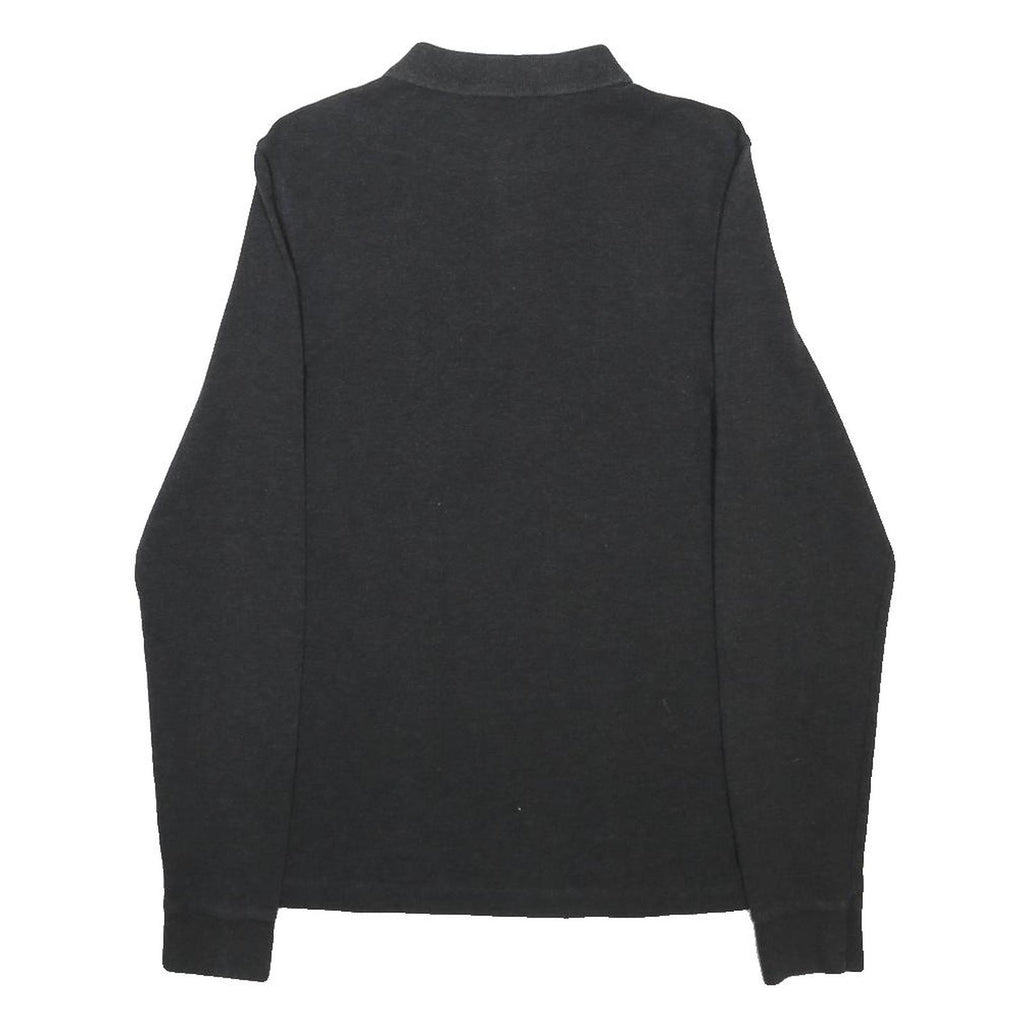 FRED PERRY Mens Black Long Sleeve Plain S Polo Shirt Cotton Blend Casual