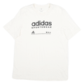 ADIDAS Mens White Crew Neck Graphic T-Shirt M Cotton Blend Sportswear Casual