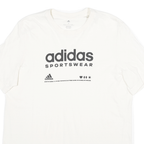 ADIDAS Mens White Crew Neck Graphic T-Shirt M Cotton Blend Sportswear Casual