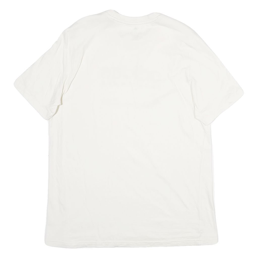 ADIDAS Mens White Crew Neck Graphic T-Shirt M Cotton Blend Sportswear Casual