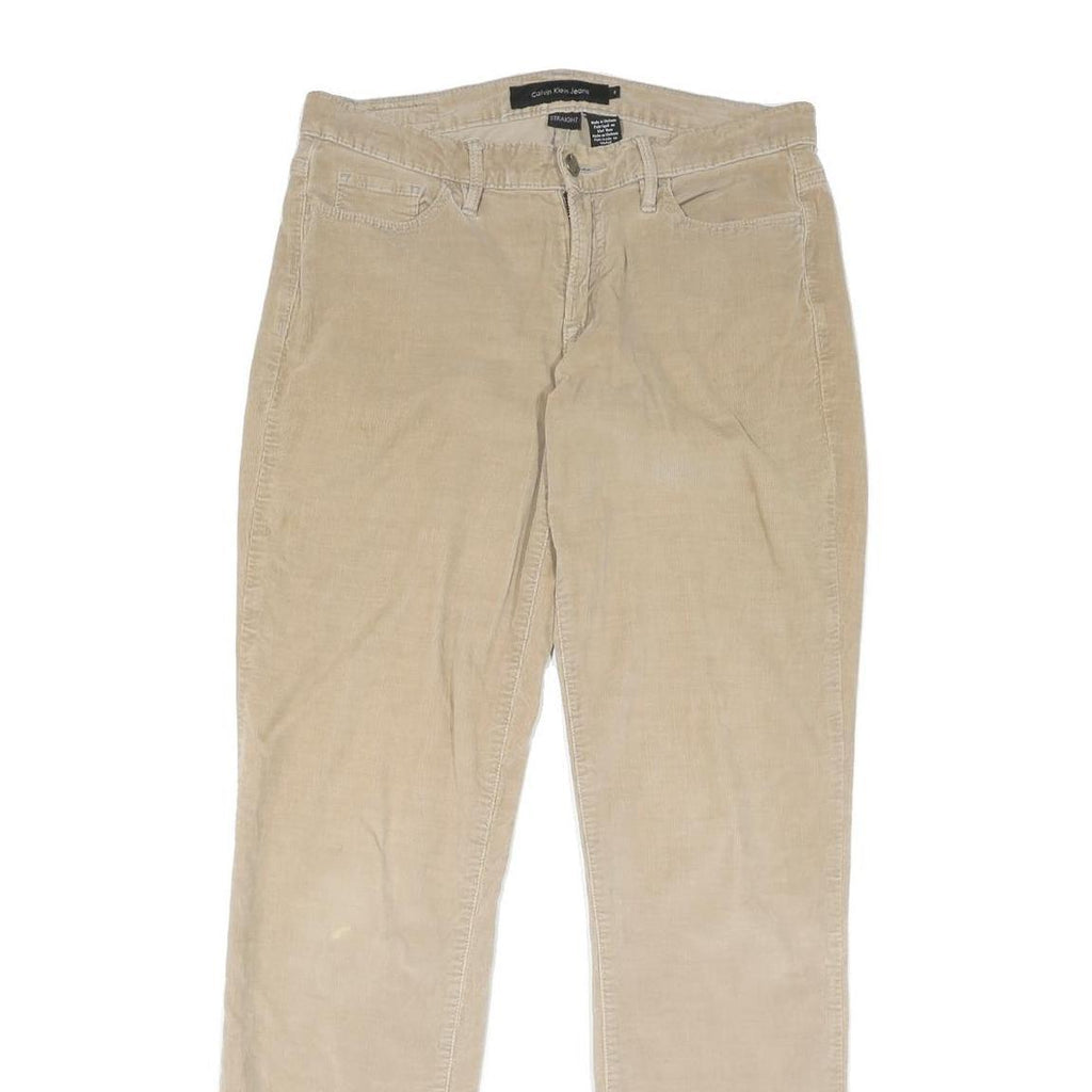 CALVIN KLEIN JEANS Womens Cotton Blend Beige Regular Straight Trousers W32 L32