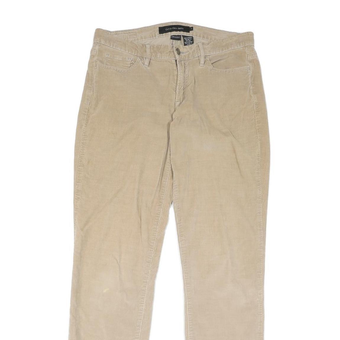 CALVIN KLEIN JEANS Womens Cotton Blend Beige Regular Straight Trousers W32 L32