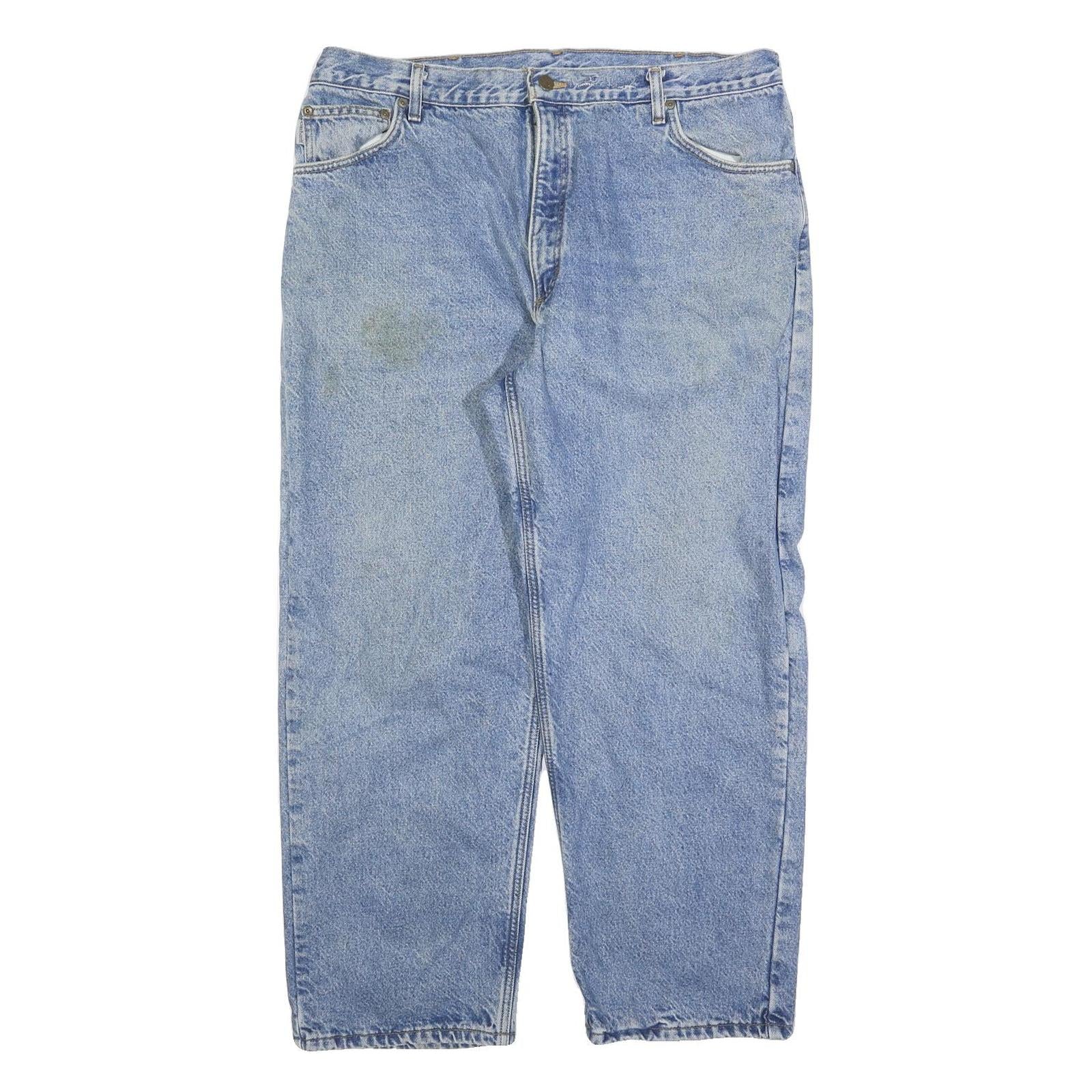 CARHARTT Mens Regular Fit Blue Denim Jeans W38 L30 Classic Zip Closure