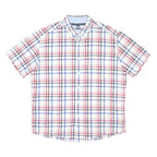TOMMY HILFIGER Mens White Blue & Red Checked Shirt XL Classic Fit Button-Down
