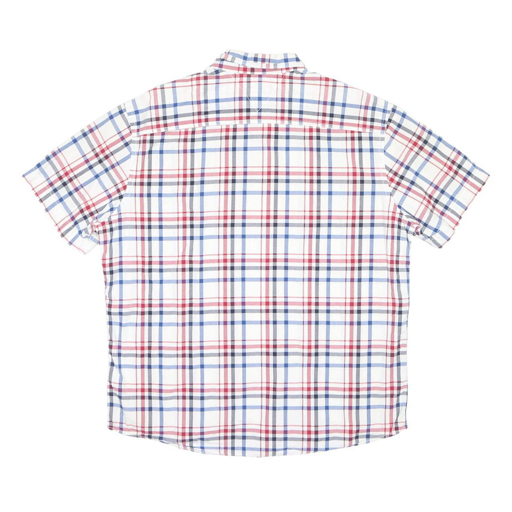 TOMMY HILFIGER Mens White Blue & Red Checked Shirt XL Classic Fit Button-Down