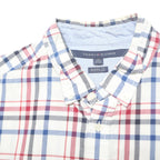TOMMY HILFIGER Mens White Blue & Red Checked Shirt XL Classic Fit Button-Down
