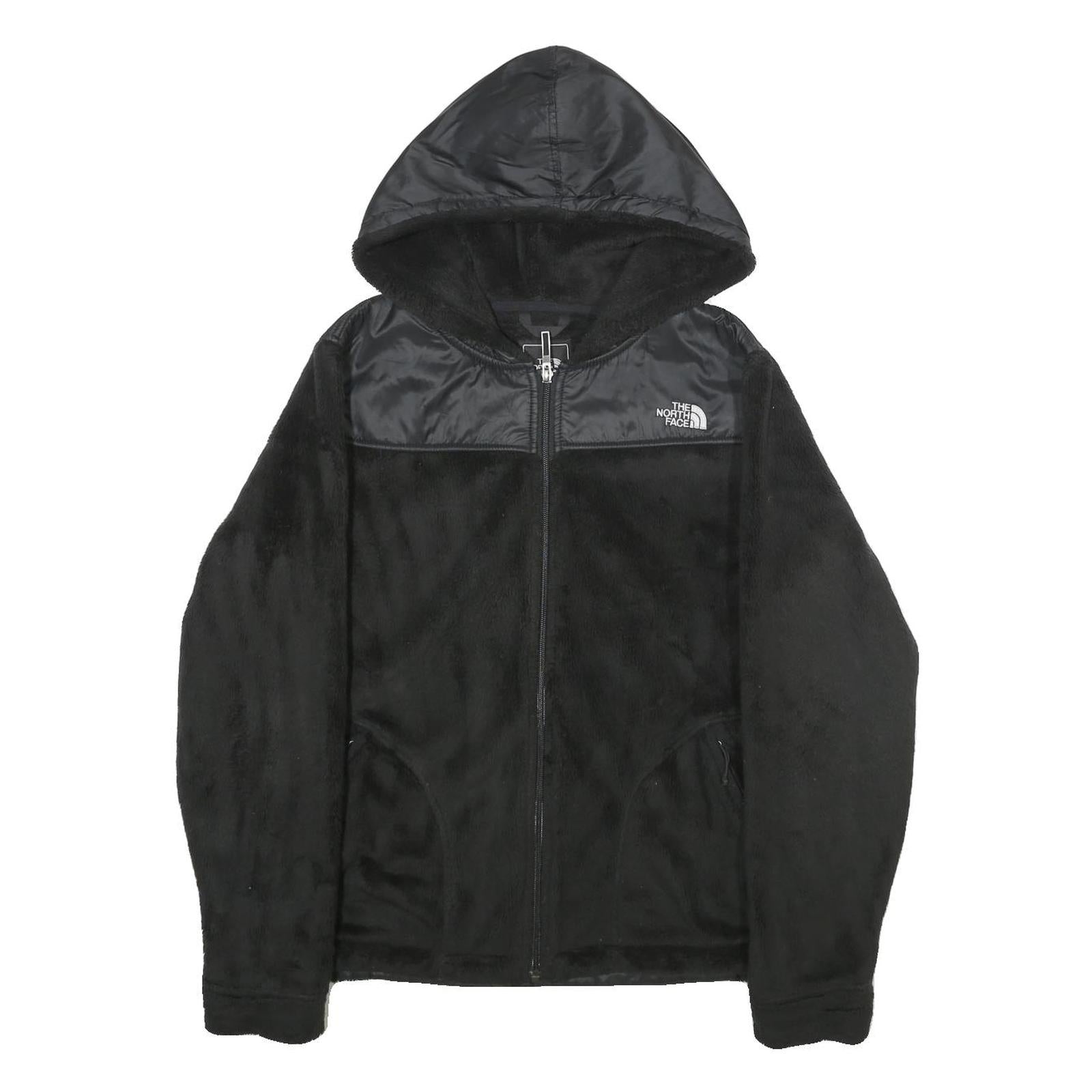 THE NORTH FACE Womens Black Zip Hooded Jacket M Polyester Fleece Casual Outdoor