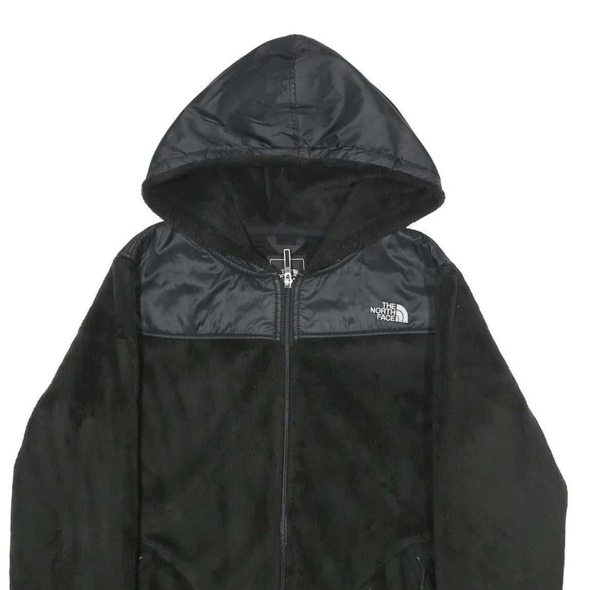 THE NORTH FACE Womens Black Zip Hooded Jacket M Polyester Fleece Casual Outdoor
