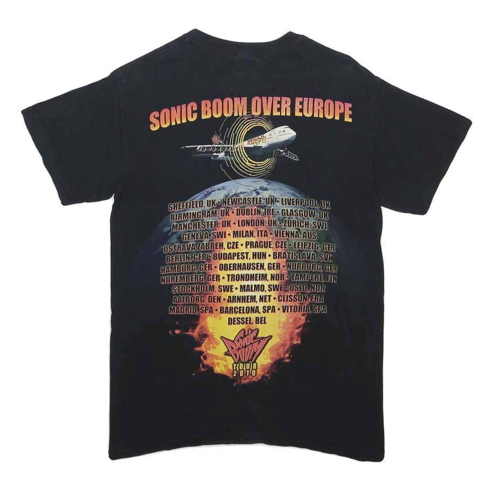 GILDAN Mens Black Kiss Sonic Boom Over Europe Graphic T-Shirt S Short Sleeve