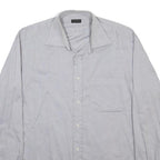 VALENTINO Mens Grey Plain Cotton Blend Shirt M Classic Long Sleeve Button Front