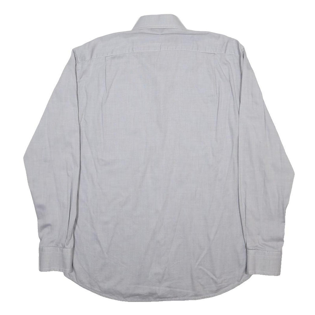 VALENTINO Mens Grey Plain Cotton Blend Shirt M Classic Long Sleeve Button Front