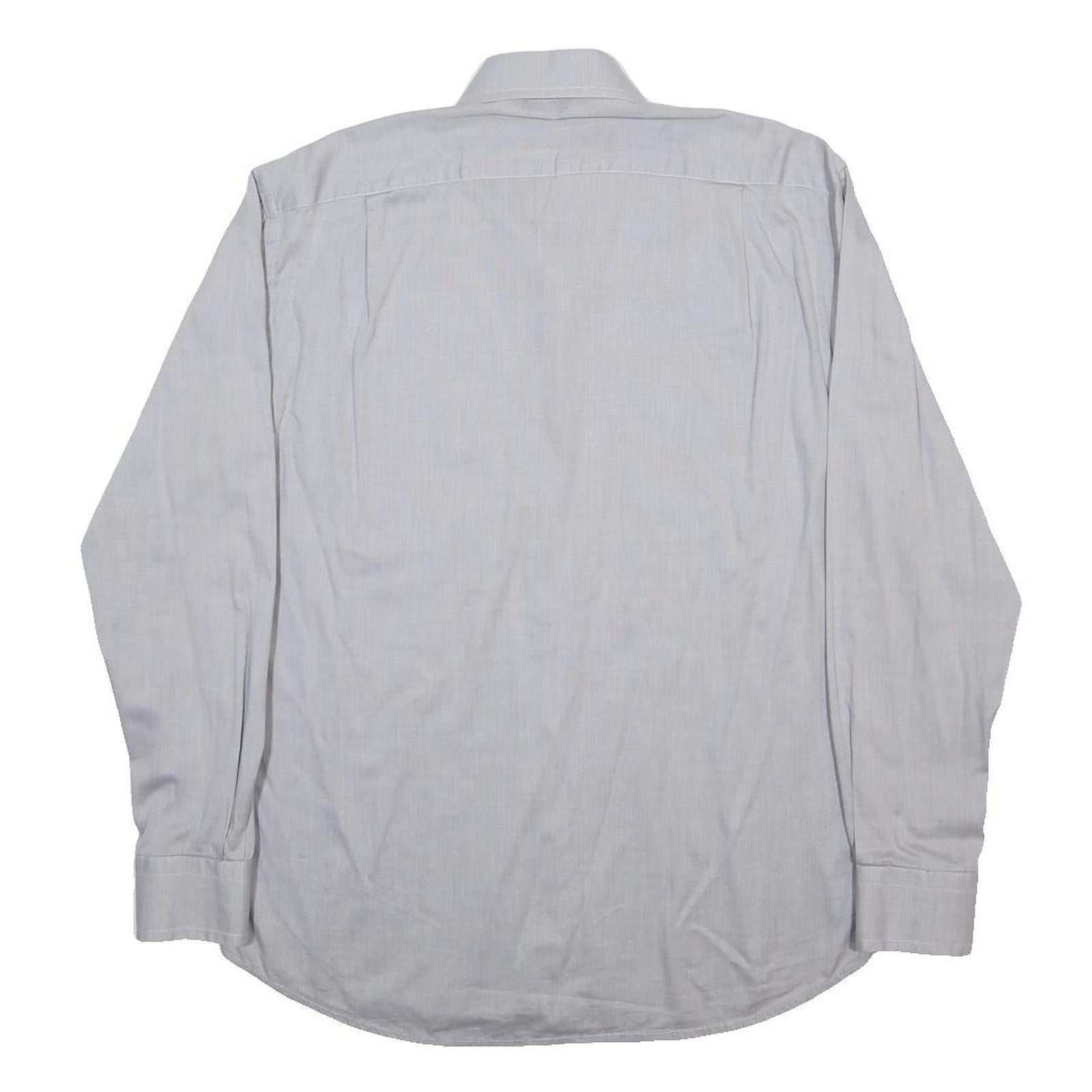 VALENTINO Mens Grey Plain Cotton Blend Shirt M Classic Long Sleeve Button Front