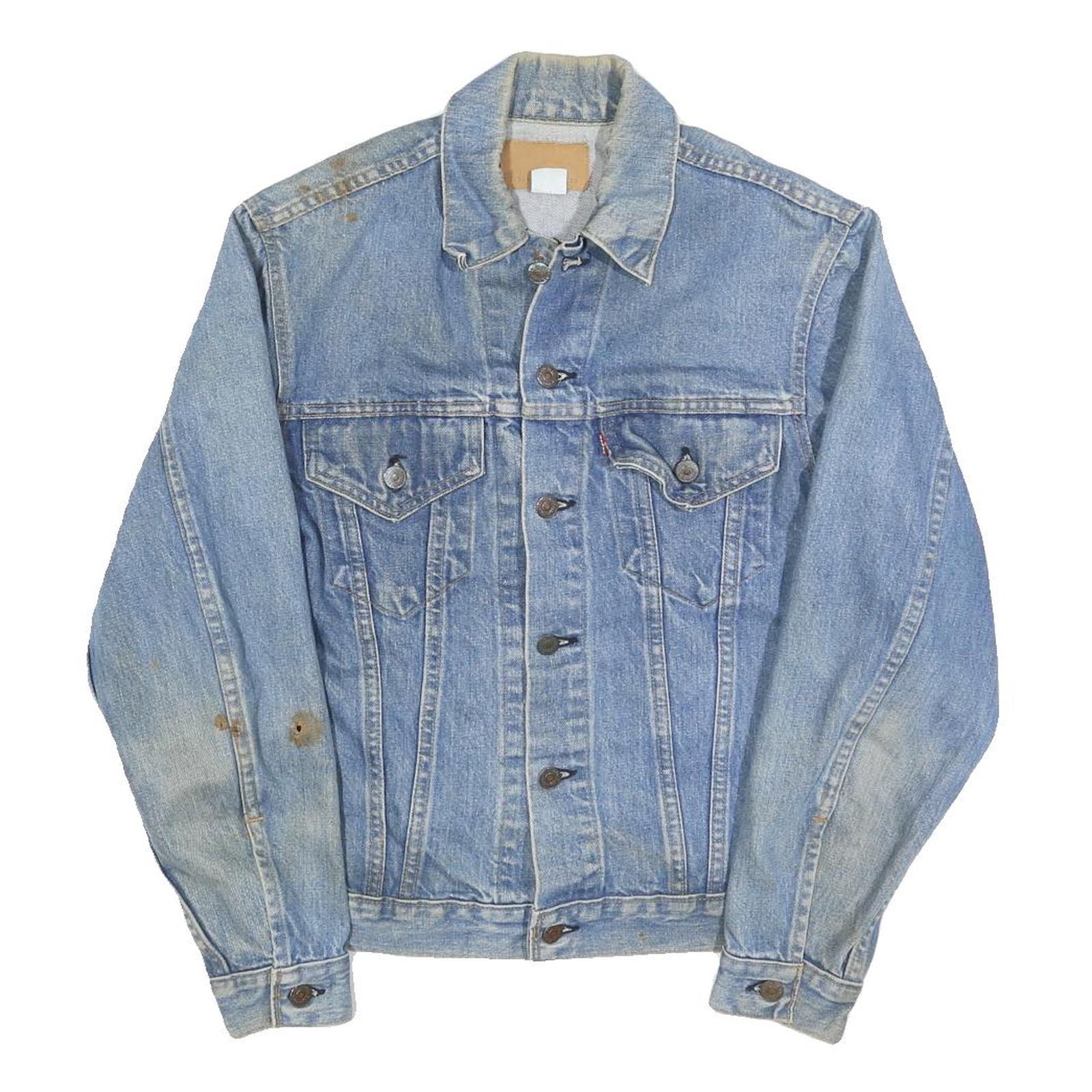 LEVI'S Womens Blue Denim Cotton Button Jacket S Plain Classic Vintage Style