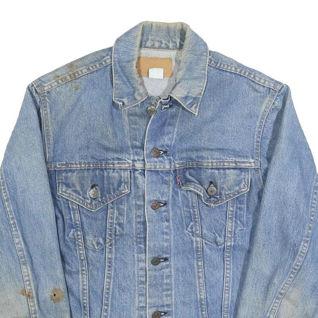 LEVI'S Womens Blue Denim Cotton Button Jacket S Plain Classic Vintage Style