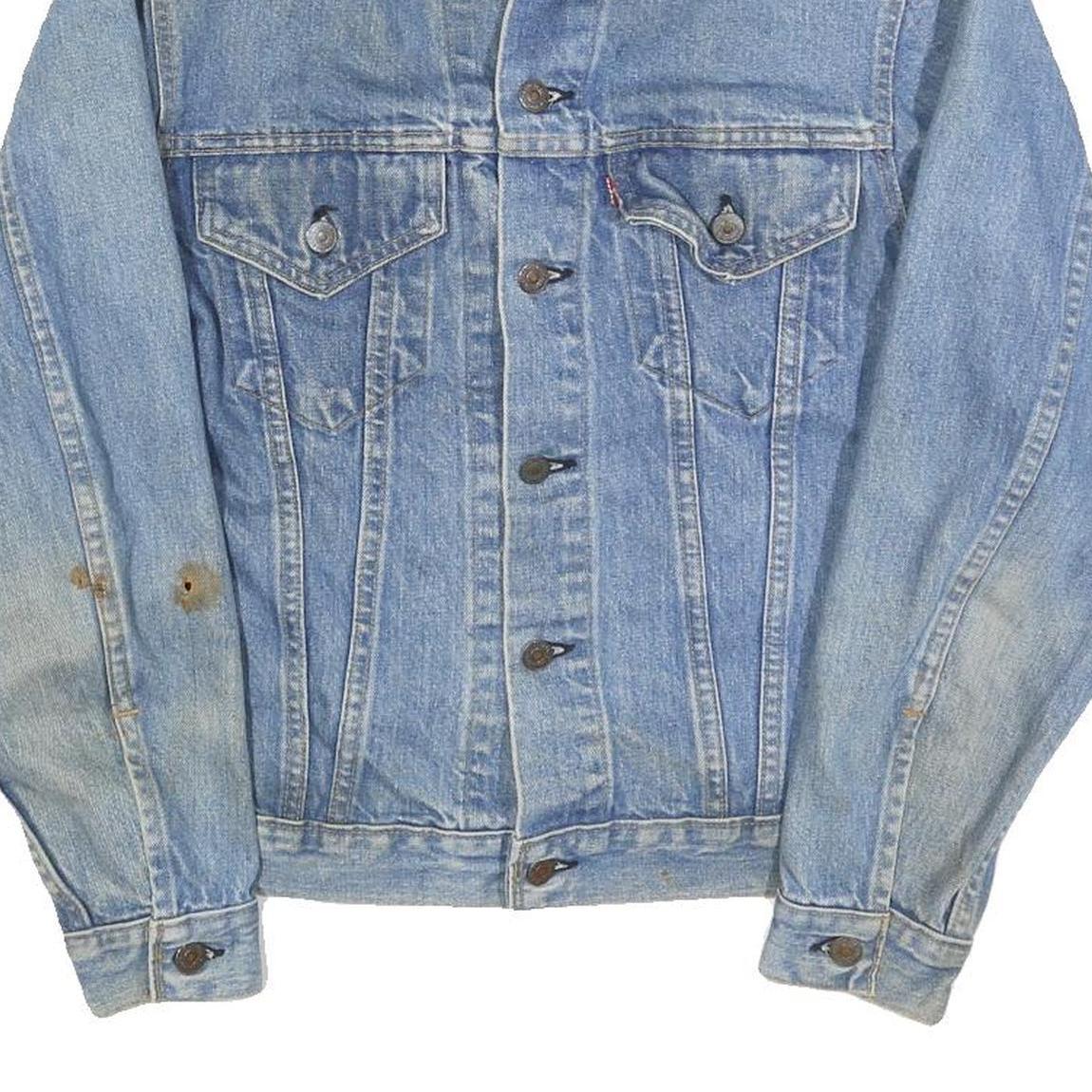 LEVI'S Womens Blue Denim Cotton Button Jacket S Plain Classic Vintage Style