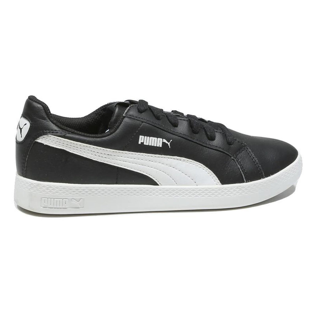 PUMA Smash V2 Mens Lace-Up Trainers Black & White Leather UK 9 Comfortable