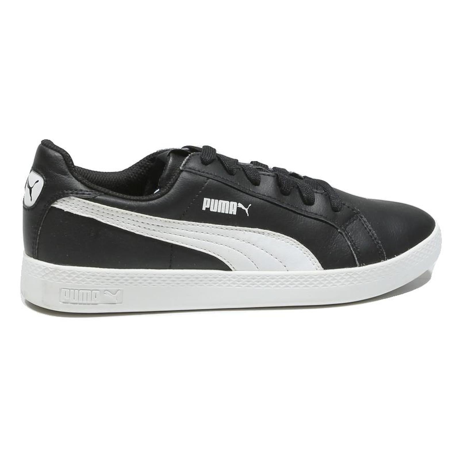 PUMA Smash V2 Mens Lace-Up Trainers Black & White Leather UK 9 Comfortable
