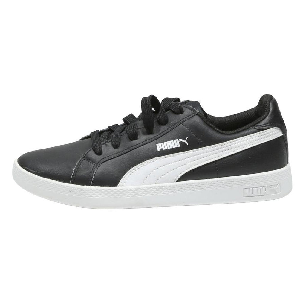 PUMA Smash V2 Mens Lace-Up Trainers Black & White Leather UK 9 Comfortable