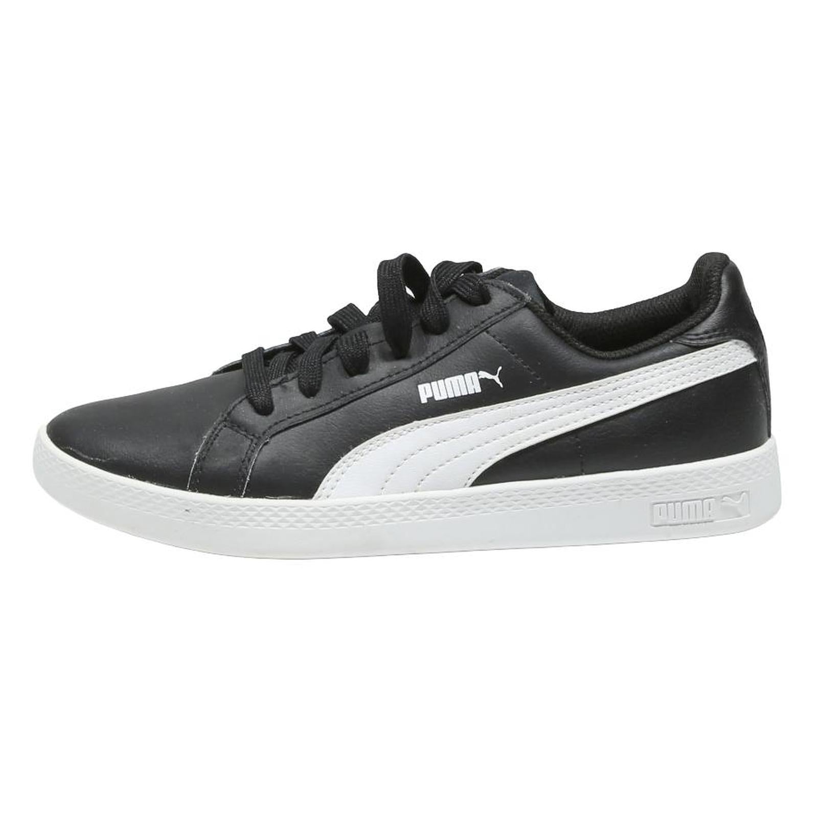PUMA Smash V2 Mens Lace-Up Trainers Black & White Leather UK 9 Comfortable