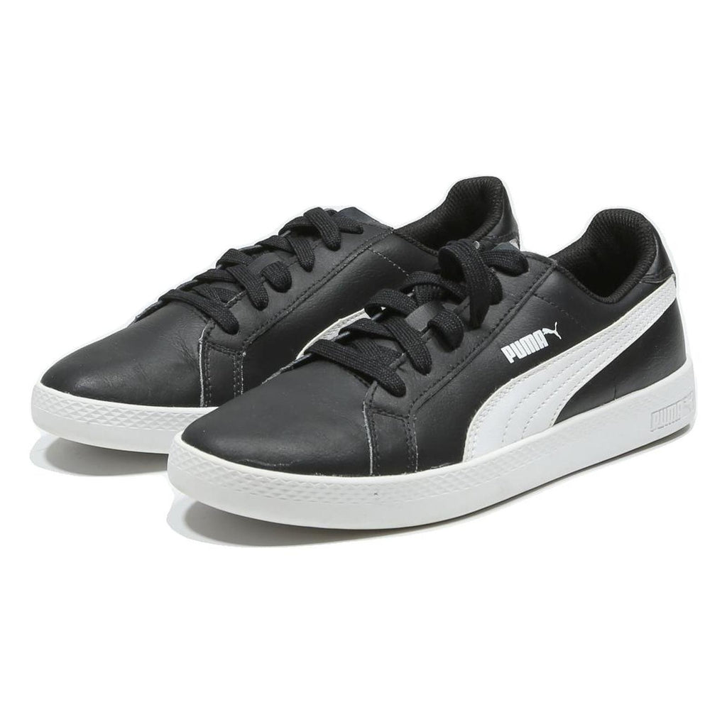 PUMA Smash V2 Mens Lace-Up Trainers Black & White Leather UK 9 Comfortable