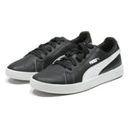 PUMA Smash V2 Mens Lace-Up Trainers Black & White Leather UK 9 Comfortable
