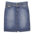 BURBERRY Womens Blue Denim Mini Cotton Skirt UK 8 Zip Closure Pockets