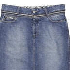 BURBERRY Womens Blue Denim Mini Cotton Skirt UK 8 Zip Closure Pockets