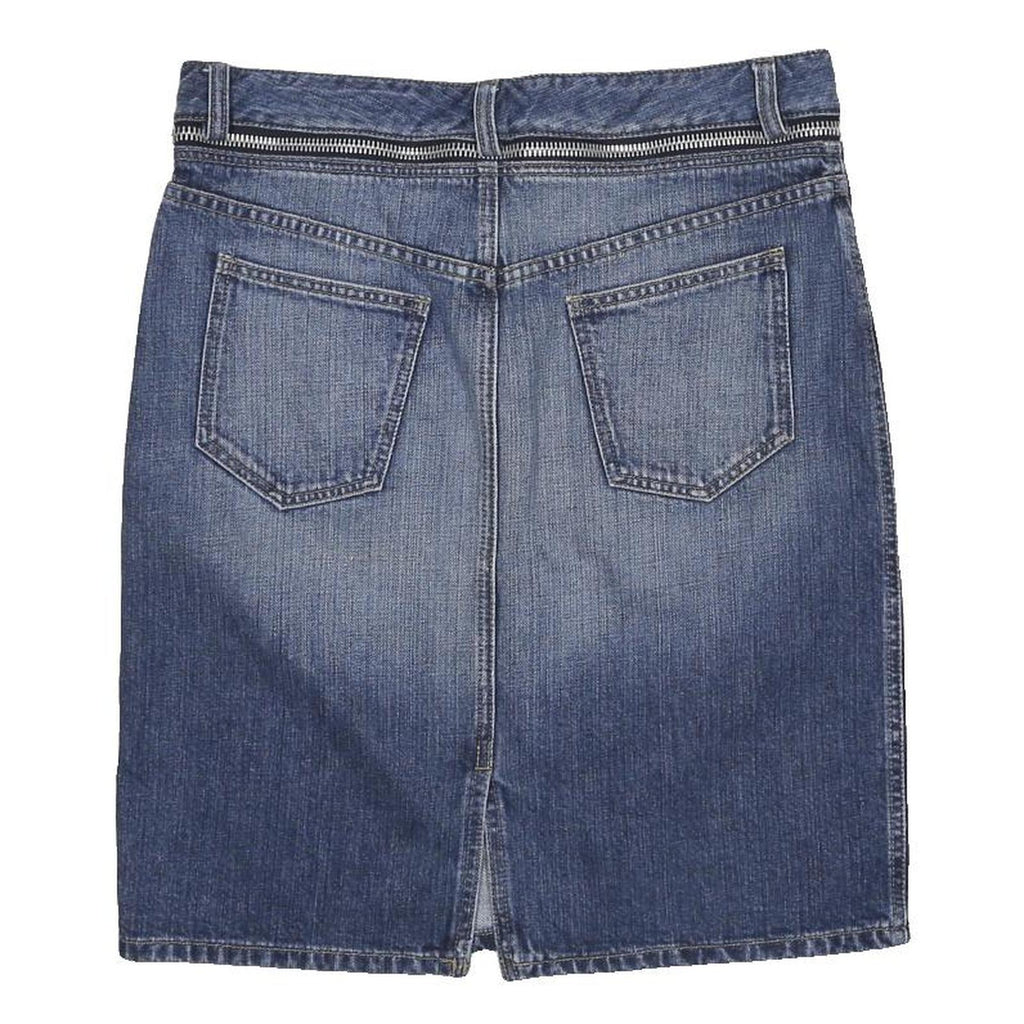 BURBERRY Womens Blue Denim Mini Cotton Skirt UK 8 Zip Closure Pockets
