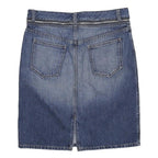 BURBERRY Womens Blue Denim Mini Cotton Skirt UK 8 Zip Closure Pockets