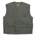 STUCKI THUN Mens Green Utility Vest XL Polyester Zip Plain Functional Pockets