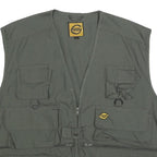 STUCKI THUN Mens Green Utility Vest XL Polyester Zip Plain Functional Pockets