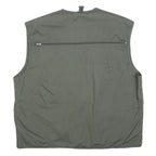 STUCKI THUN Mens Green Utility Vest XL Polyester Zip Plain Functional Pockets