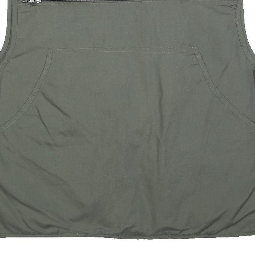 STUCKI THUN Mens Green Utility Vest XL Polyester Zip Plain Functional Pockets