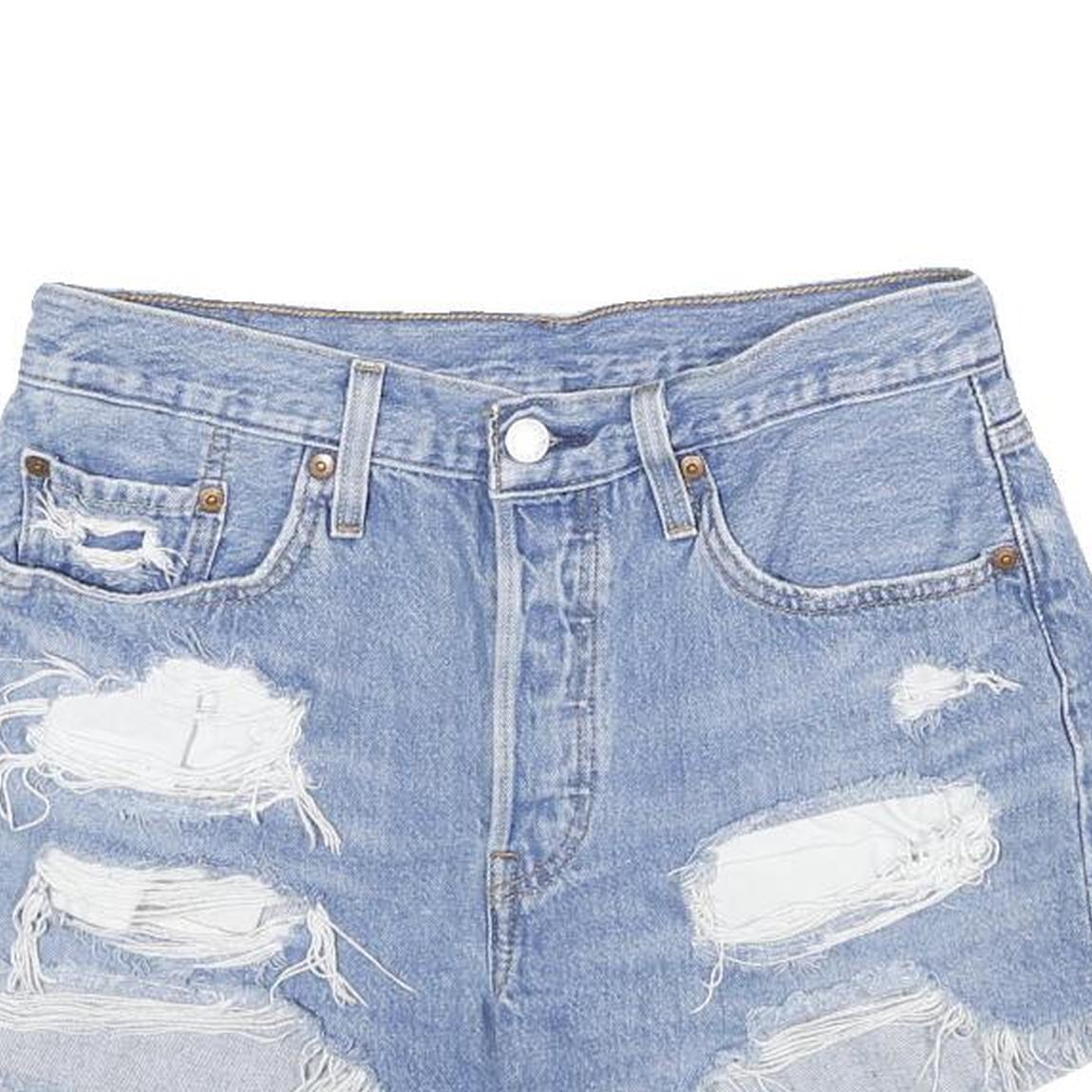 LEVIS Womens Denim Blue Distressed Cut-Off Shorts S W28 Casual Summer