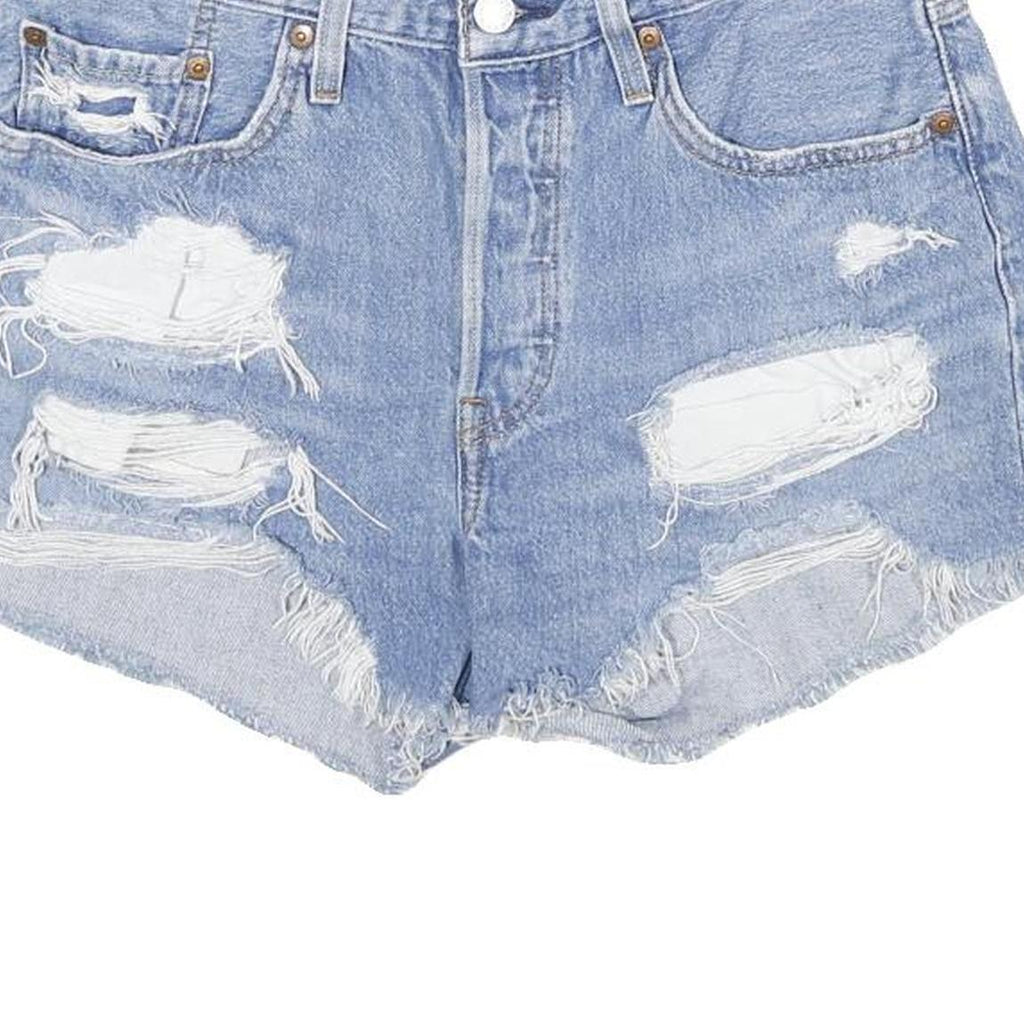LEVIS Womens Denim Blue Distressed Cut-Off Shorts S W28 Casual Summer