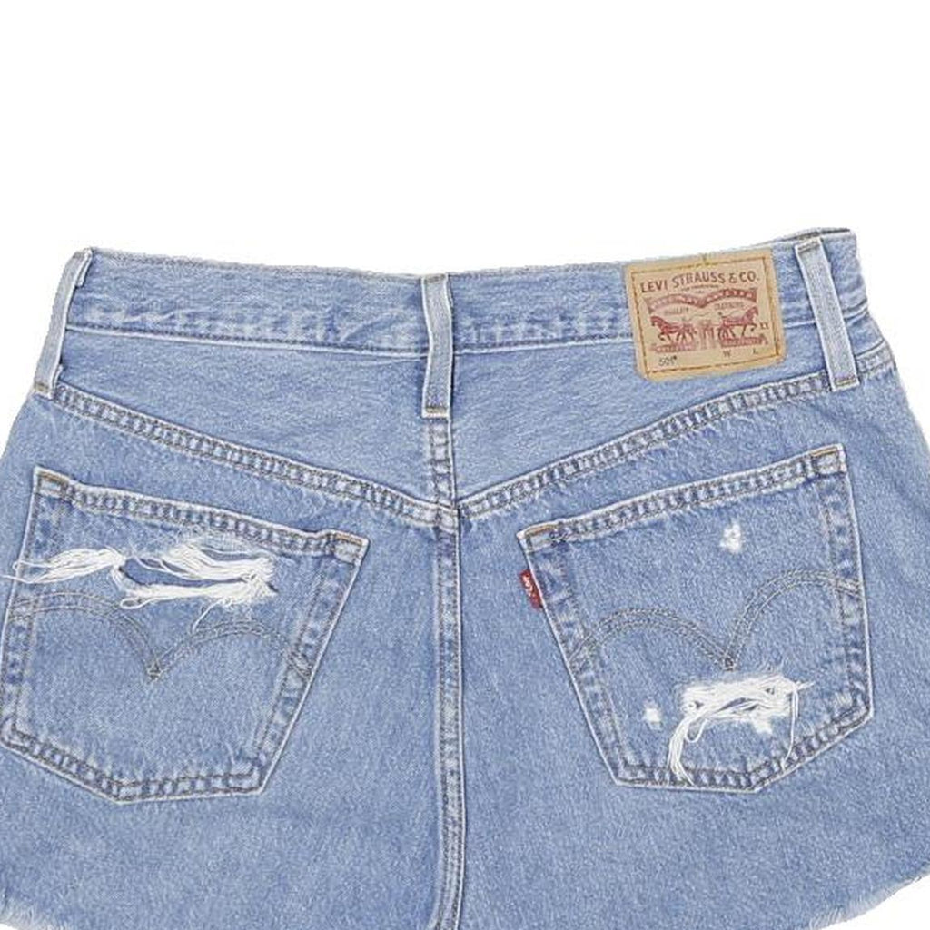 LEVIS Womens Denim Blue Distressed Cut-Off Shorts S W28 Casual Summer